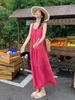 Women's 2026 French Style Fringe Beach Dress: Summer Spaghetti Strap, Loose Waist, Long & Flattering