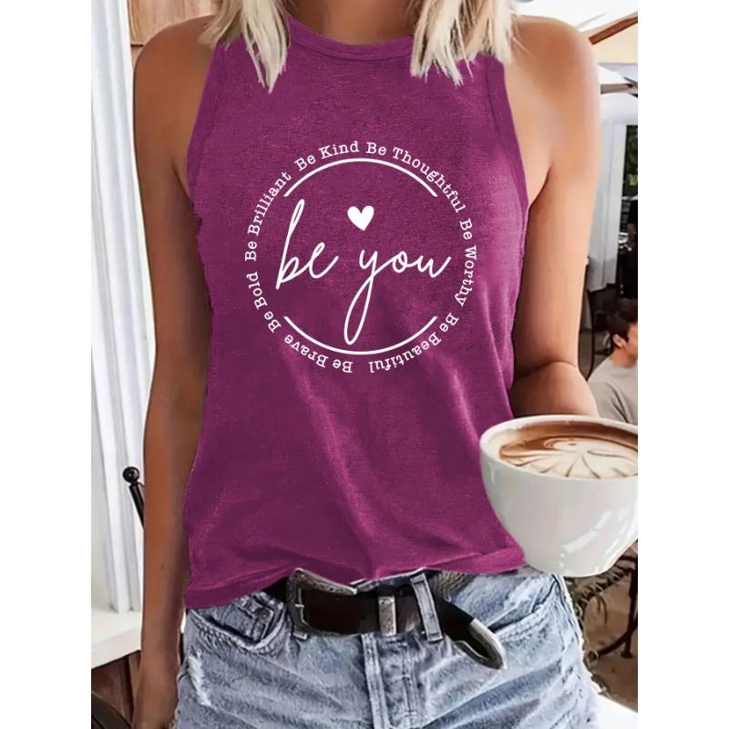 Printed Sleeveless Top T-shirt Round-neck Pullover Vest S темно-красного