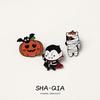 Halloween pumpkin ghost cartoon brooch couple cute metal badge cartoon ornament costume pendant