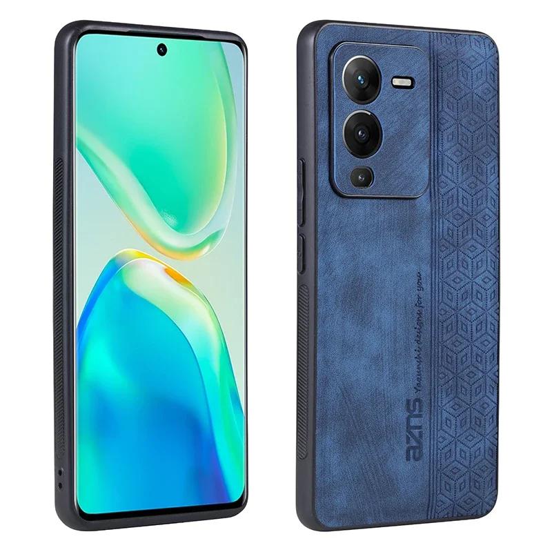 Luxury 3D Embossed Leather Case for Vivo S15 S16 S17 T1 Pro 15e 16e 17e Skin Feel Soft Edge Rugged Bumper Back Cover Funda