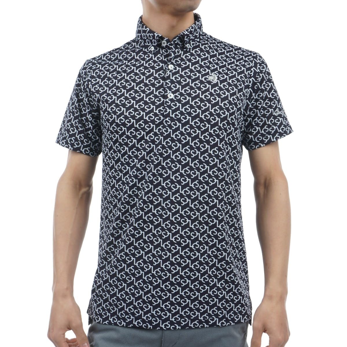 

Coq Sportif Golf рубашка с коротким рукавом по всему периметру узор поло рубашка с высокой воздухопроницаемостью солнцезащитный эластичный гольф QGMXJA53 NV00 [Le Golf] мужская (военно-морской флот)