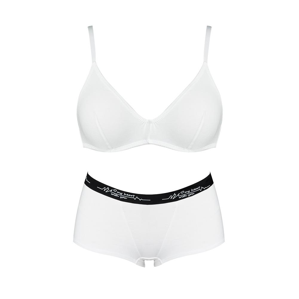 

Женский комплект нижнего белья с бюстгальтером на косточках и без подкладки M белый