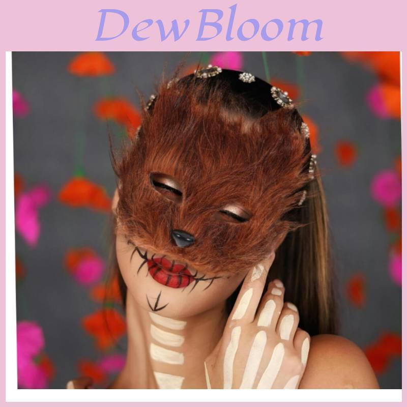 Maschera Mezza Faccia Peluche Volpe Con Caratteristiche Per Feste in Costume di Halloween E Eventi Cosplay