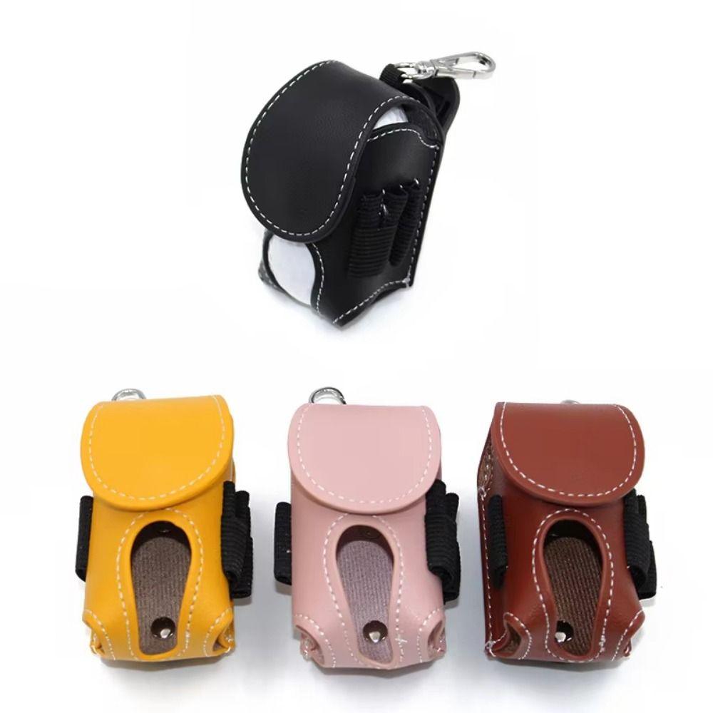 Portable Golf Ball Pouch PU Leather Waist-Hanging Golf Waist Holder Bag Lightweight Waterproof Golf Tee Set Bag Golf Accessories