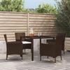 Vidaxl 5-Cz. Garden Furniture Set With Cushions, Brown, Poly Rattan