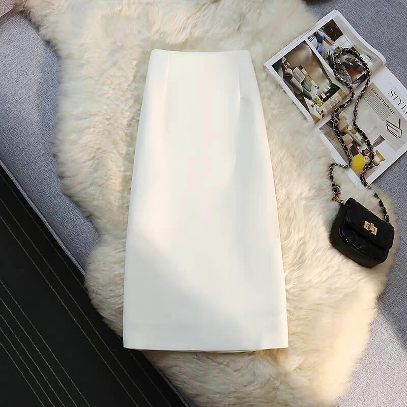 Kaki Hoge Taille A-lijn Midi Rok - Dames Lente/Herfst 2025 Collectie
