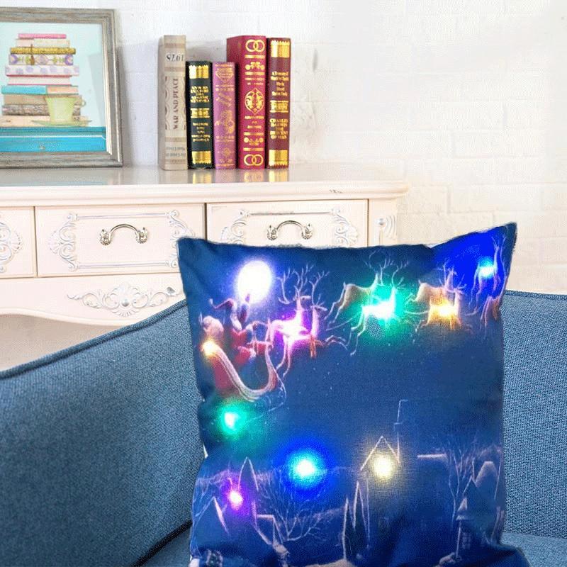 

Luxurious Christmas Led Lights Linen Pillow Case For Festive Home Decor And Cozy Sofa Style17