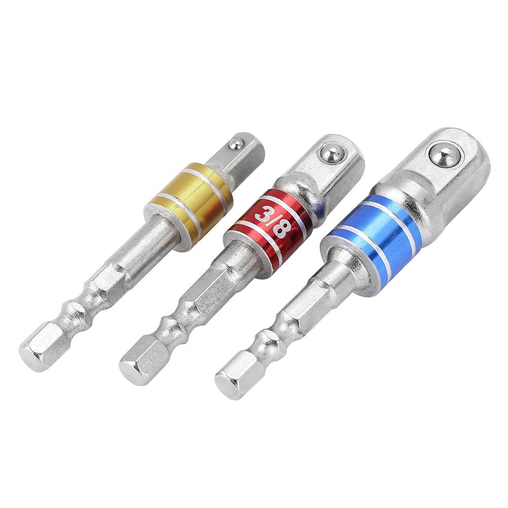 3Pcs Socket Adapters, Drill Nut Driver Extension   Set with   Bearing Head, for 1Celsius4in 3Celsius8in 1Celsius2in Hex Shank Electric Drill