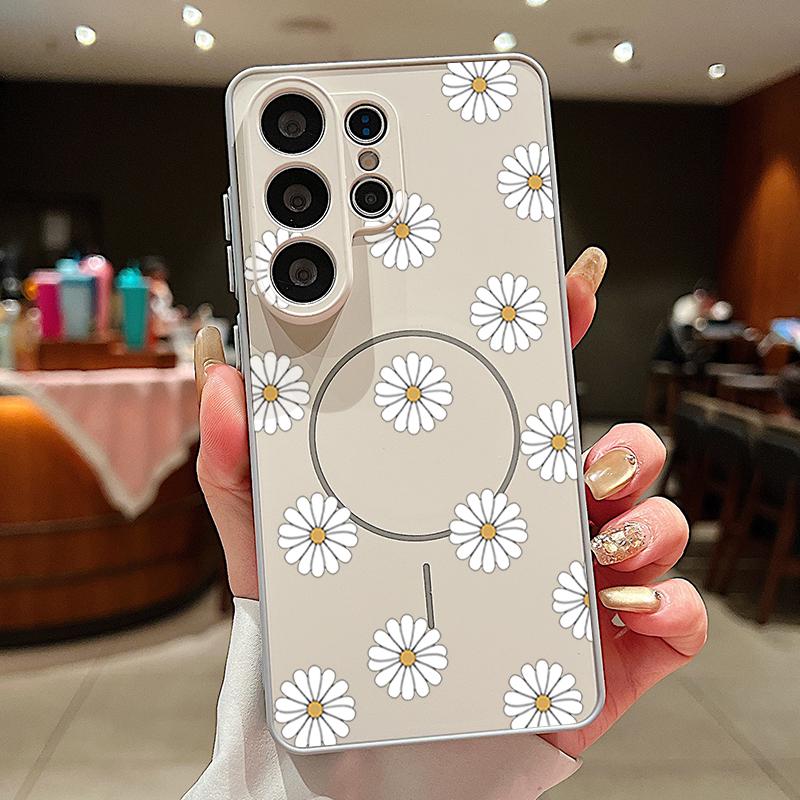 Custodia con Motivo Floreale a Cartone Animato Per Samsung Galaxy S26 Ultra S25 Edge S24 Plus S23 FE S22 A17 A54 A55 A56 A57 5G Magnetica Per Magsafe Copertura Opaca