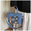 Retro Denim Tote Bag for Women Large Capacity Casual Shoulder Handbag Fashionable Daily Crossbody Bag KTB