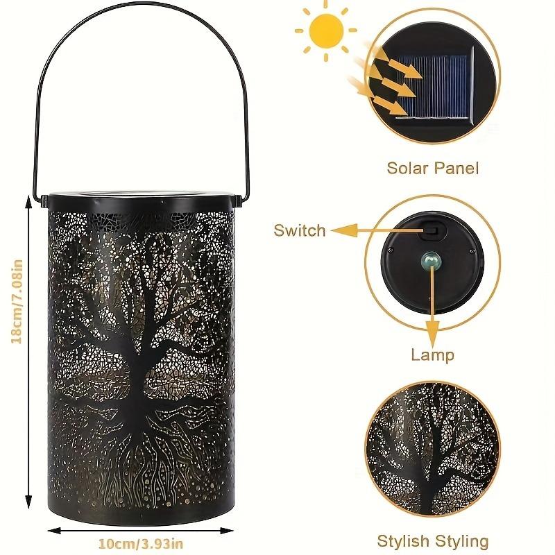 

Solar Powered Tree of Life Lantern, Hollow Projection LED Garden Light, IP65 Waterproof for Patio Yard Lawn Decor