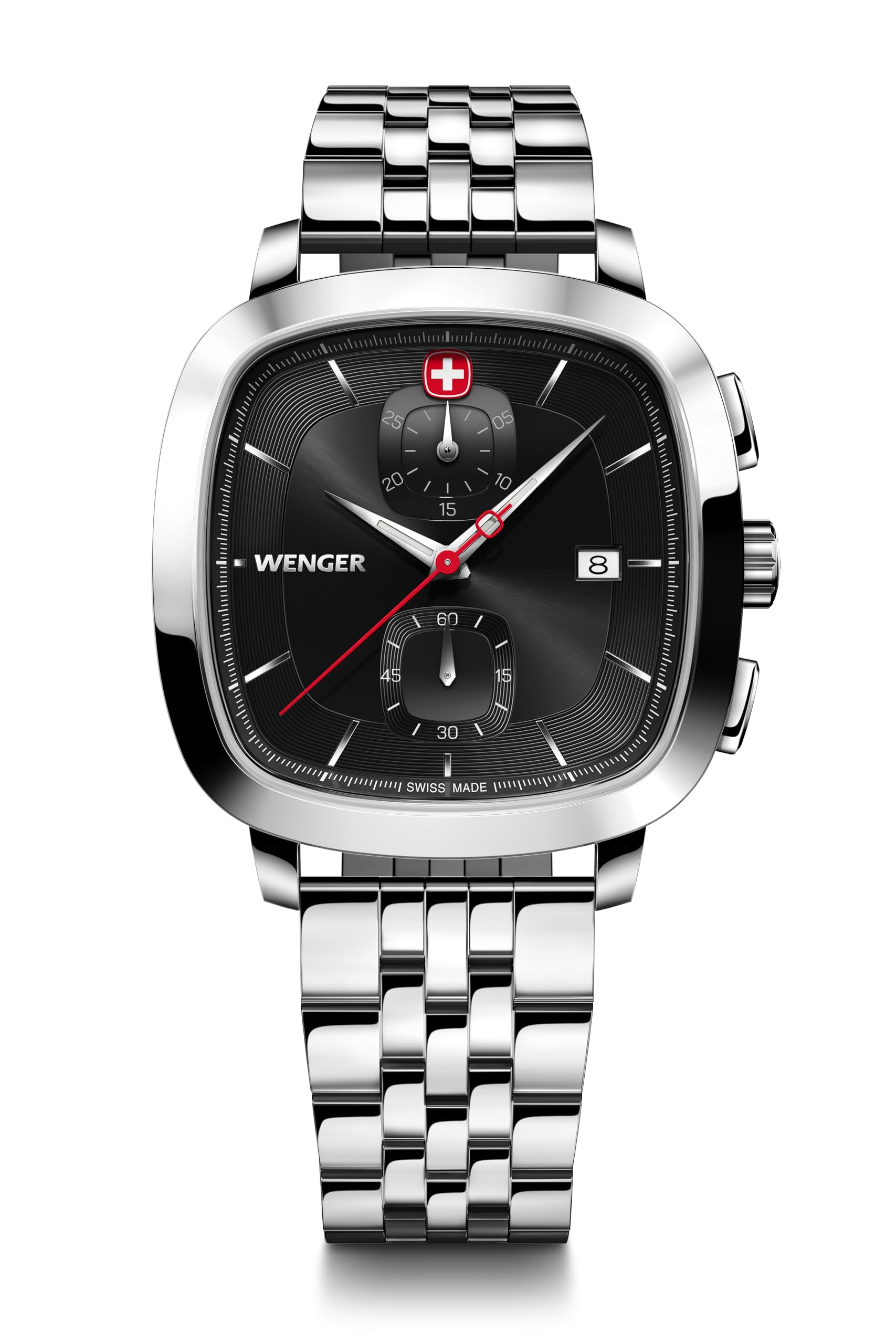 

WENGER VINTAGE CLASSIC CHRONO Wristwatch for Stainless Steel Case Black Silver Stainless Steel 50m Water Men, Chronograph, (316L), Dial, Bracelet,
