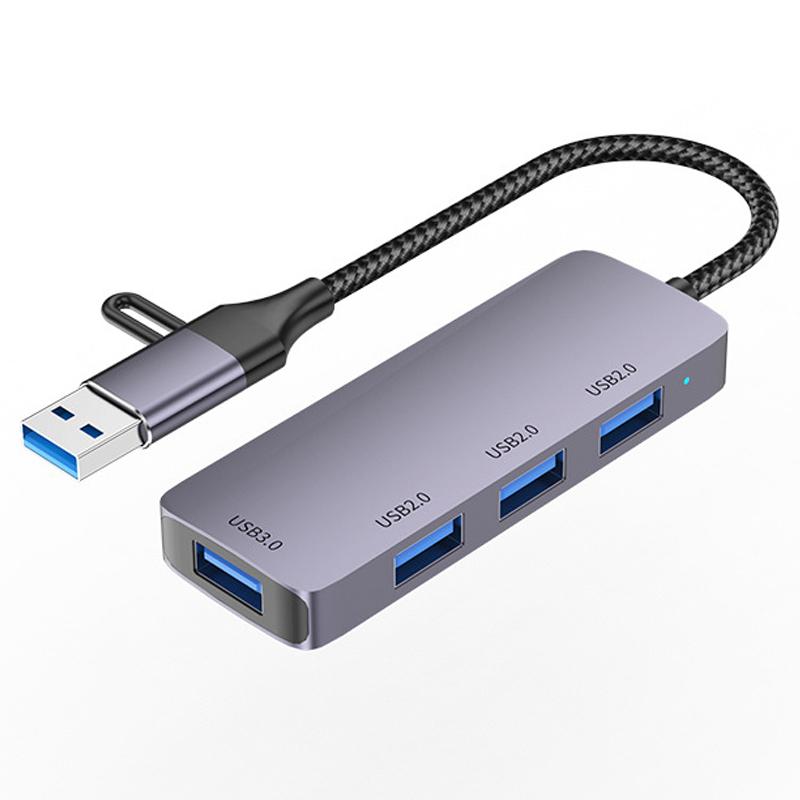 

T202 For Lenovo Huawei Xiaomi Laptop Tablet USB+Type-C 3.0 Data Hub to USB 3.0+3xUSB 2.0 Ports As Shown A