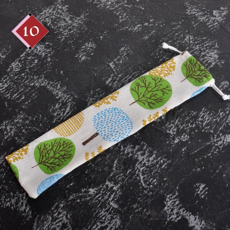 Japanischer Stil DIY Reise-Aufbewahrungstasche Kordelzugtasche Strohgeschirr tragbar Kordelzug Löffel Stäbchen Stofftasche