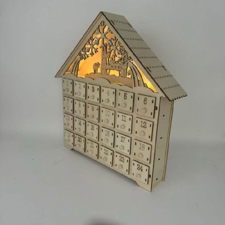 Christmas Tree and Reindeer Advents Calendar Distinctive Christmas Countdowns Calendar with LED Light and 24 Storage Box