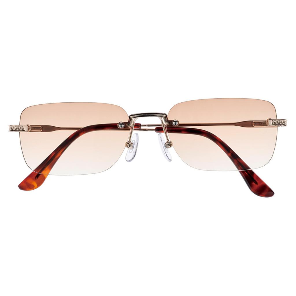 Meigan Nagoya Eyewear Sunglasses for UV Protection Japanese Gradient Light Men Stylish, 99% (UV400), Rimless, Square, Two-Point Design, Design,
