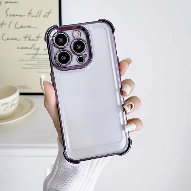 For iPhone 15 14 13 12 11 XR XS X Pro Plus Max Case Plating Space Fine Hole Cover Soft Transparent Shell Antifall NonSlip Fundas