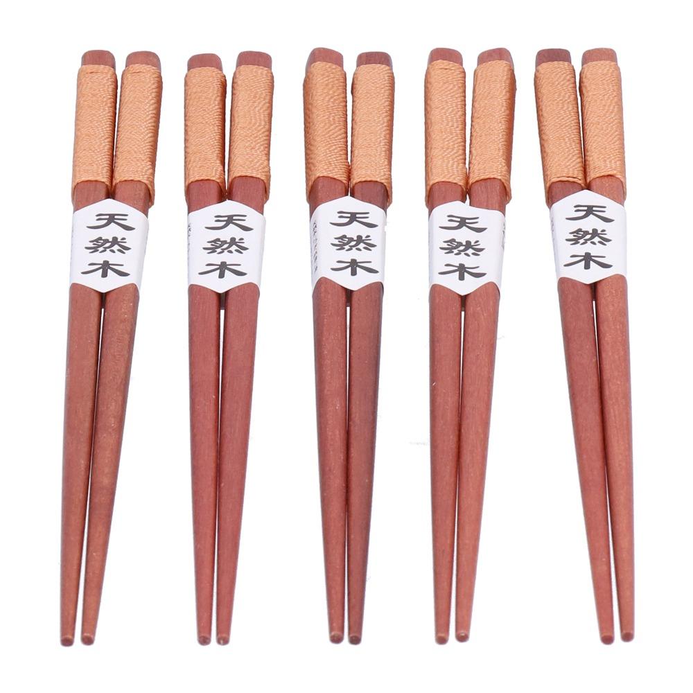 5Pairs Wrapped Twine Handle Anti-slip Chopsticks Slender Retro style Chopsticks Snack Eating