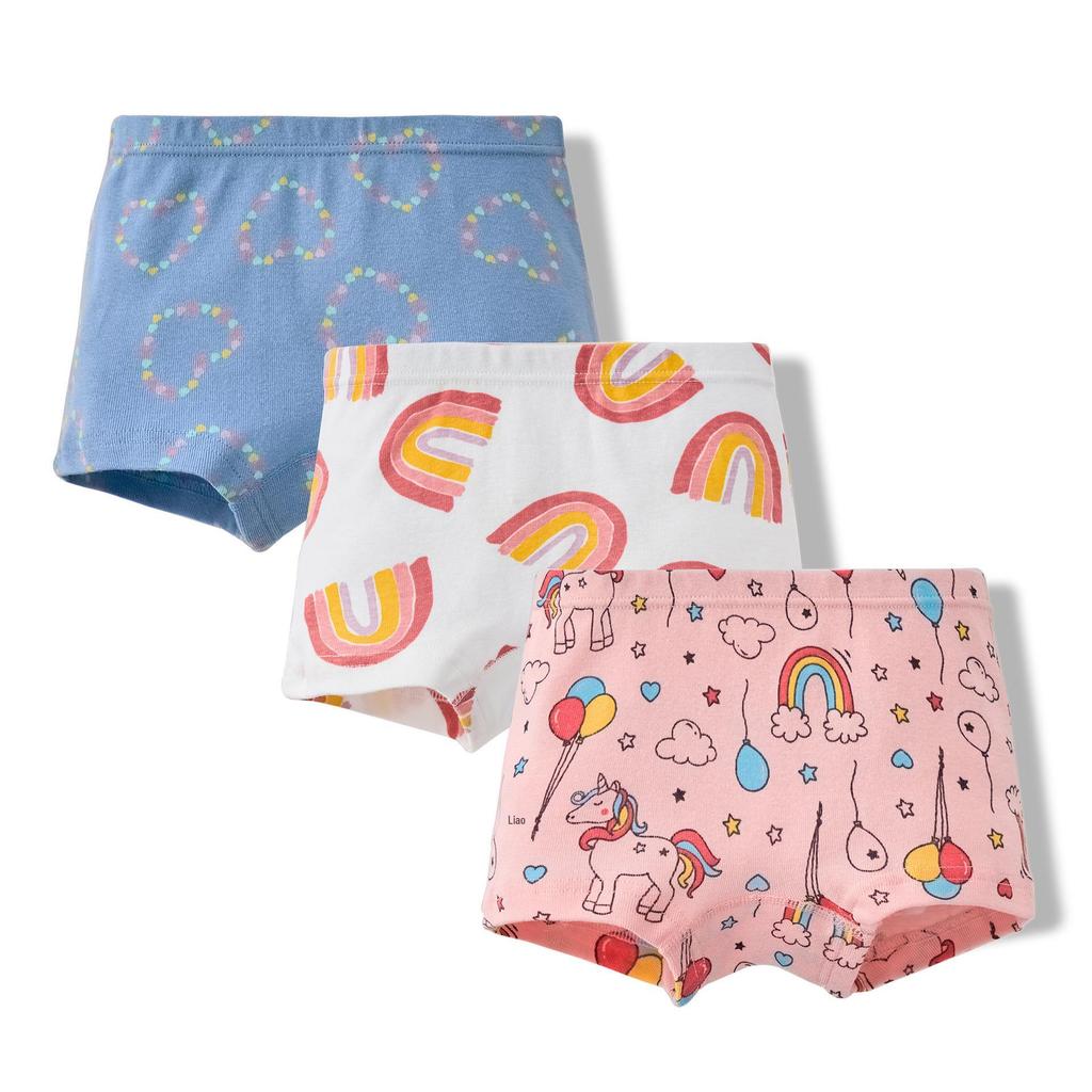 Girls' Pure Cotton Cartoon Boxer Briefs - Breathable School Shorts