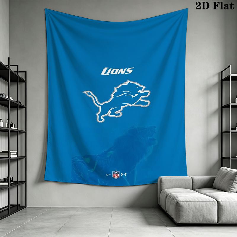 Detroit Lions Wall Tapestry Aesthetic Wall Hanging Printed Fabric Blanket Decorative Tapestries for Bedroom Living Room Home Decor