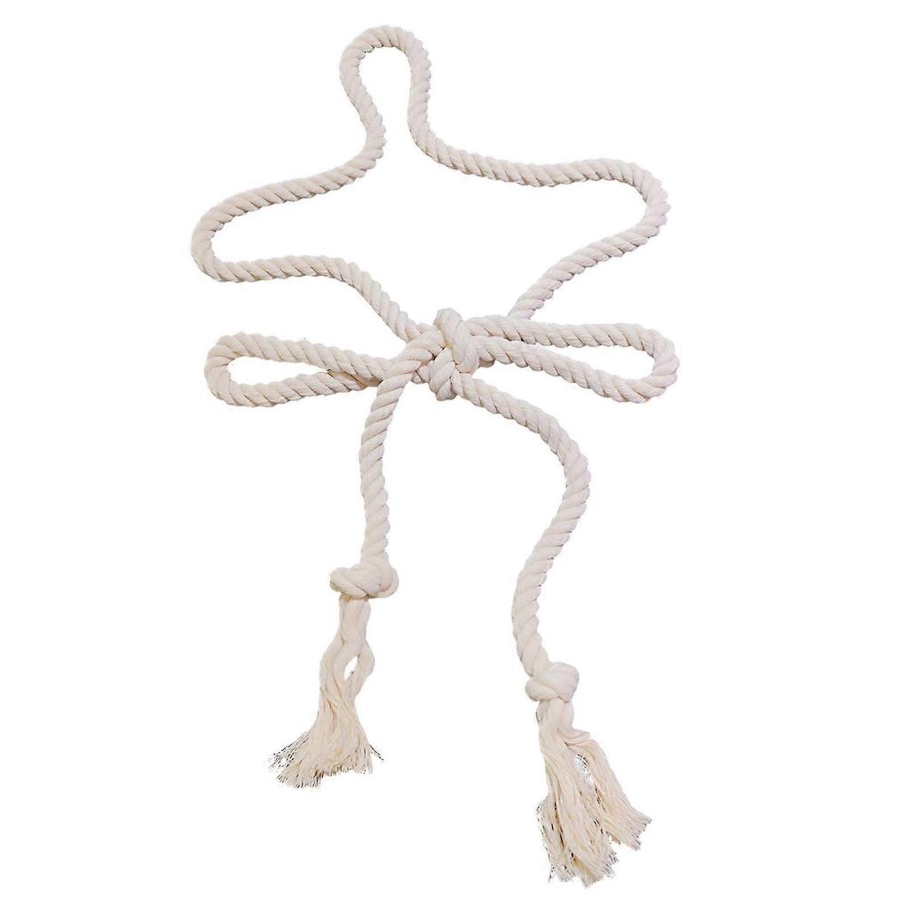 Cotton Linen Adjustable Belt Thick Rope Design Waist Girdle Retro Waistband for Jeans Outfits Casual Daily Wear Beige