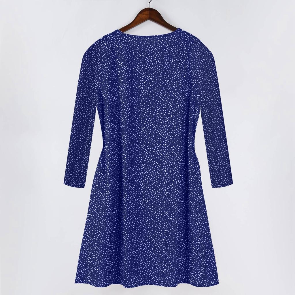 Long Sleeve Dress For Women Casual Loose Fit Summer Sundress Floral Print Dress With Pockets