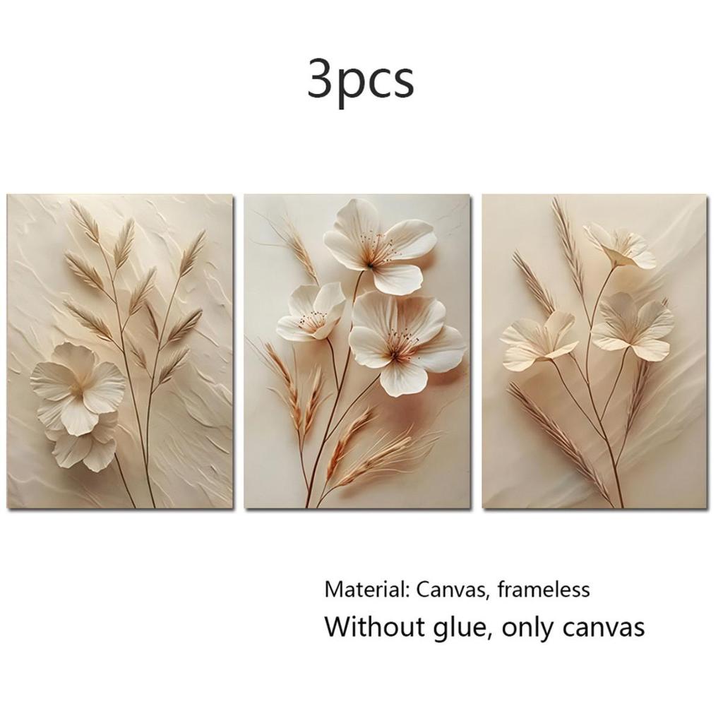 Luxurious Gold Floral Triptych Canvas Wall Art