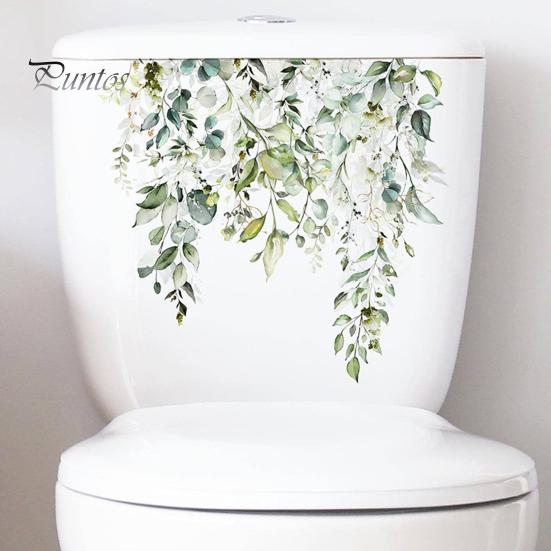 Floral Toilet Lid Decal Seat Self Adhesive Strong Stickiness Decorative Waterproof Removable Plant Leaves Flowers Sticker Flower