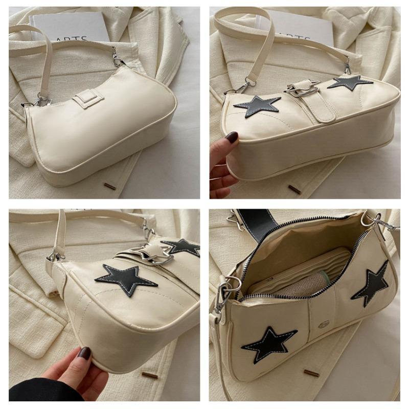 Y2K Hot Girls Star Shoulder Bags PU Leather Women's Underarm Bag Fashi Design Female Crossbody Bag Handbags Phe Purse
