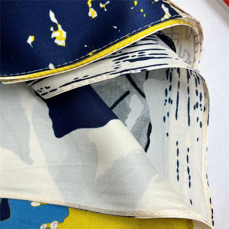 53*170cm High-grade 100% Mulberry Silk Thin Long Scarf Printed Shawl Neckerchief Gift for Women