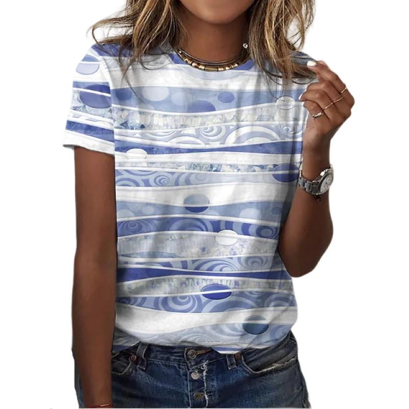 Damen Sommer T-Shirt Trend Druck Retro Mode Kurzarm T-Shirts Lässig Bedruckte Oberteile