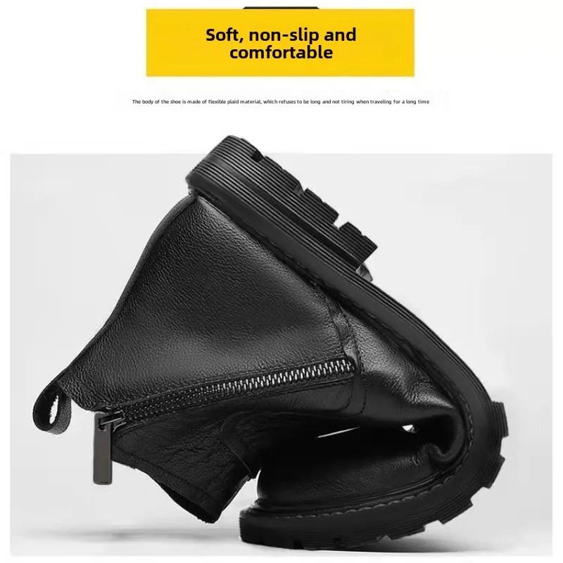 Fashion Luxury Men's Ankle Boots High Top Casual Boot Fashion Chelsea Boots Plush Warm Winter Boots for Men Motorcycle Boot Botas Hombre