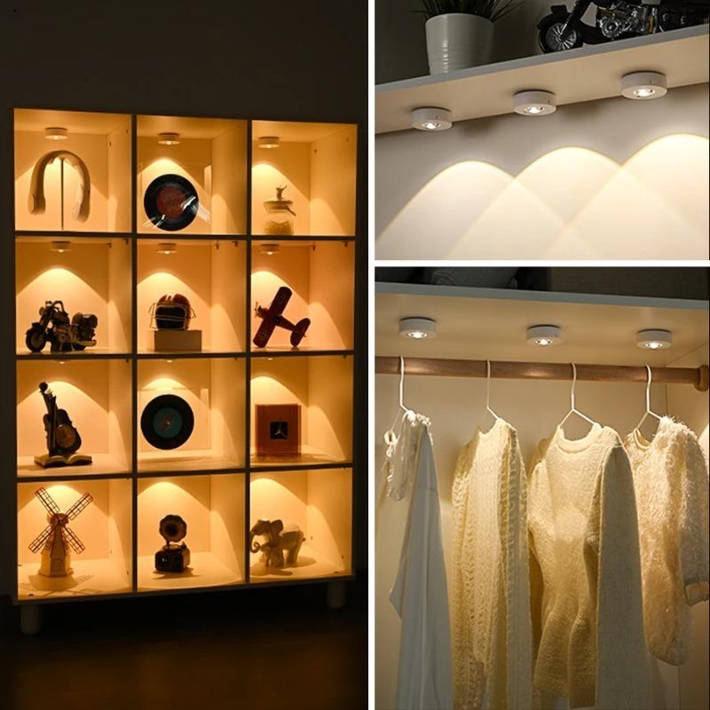 RGB LED Cabinet Light Magnetic Rechargeable Spotlight Remote Control Dimmable Wardrobe Display Case Lamp Type-C Charging