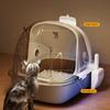 Große Katzentoilette mit Schublade Geruchskontrolle Klappdeckel Spritzschutz Haustiertoilette für Katzen