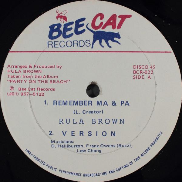 

12inch Record RULA BROWN RED FOX Remember Ma Pa Love Me Mother BCR022 Bee Cat Records US Reggae Ska Dub Used