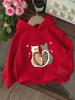 Felpa Giapponese Kawaii per Bambini Stampa Grafica Gatto Carino Coppia Pullover Felpa Cartone Animato Streetwear Ragazze Ragazzi Moda