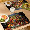 A set of 4 creative fruit element printed placemats that make your dining kitchen more beautiful, perfect for coffee tables, dining tables, and home