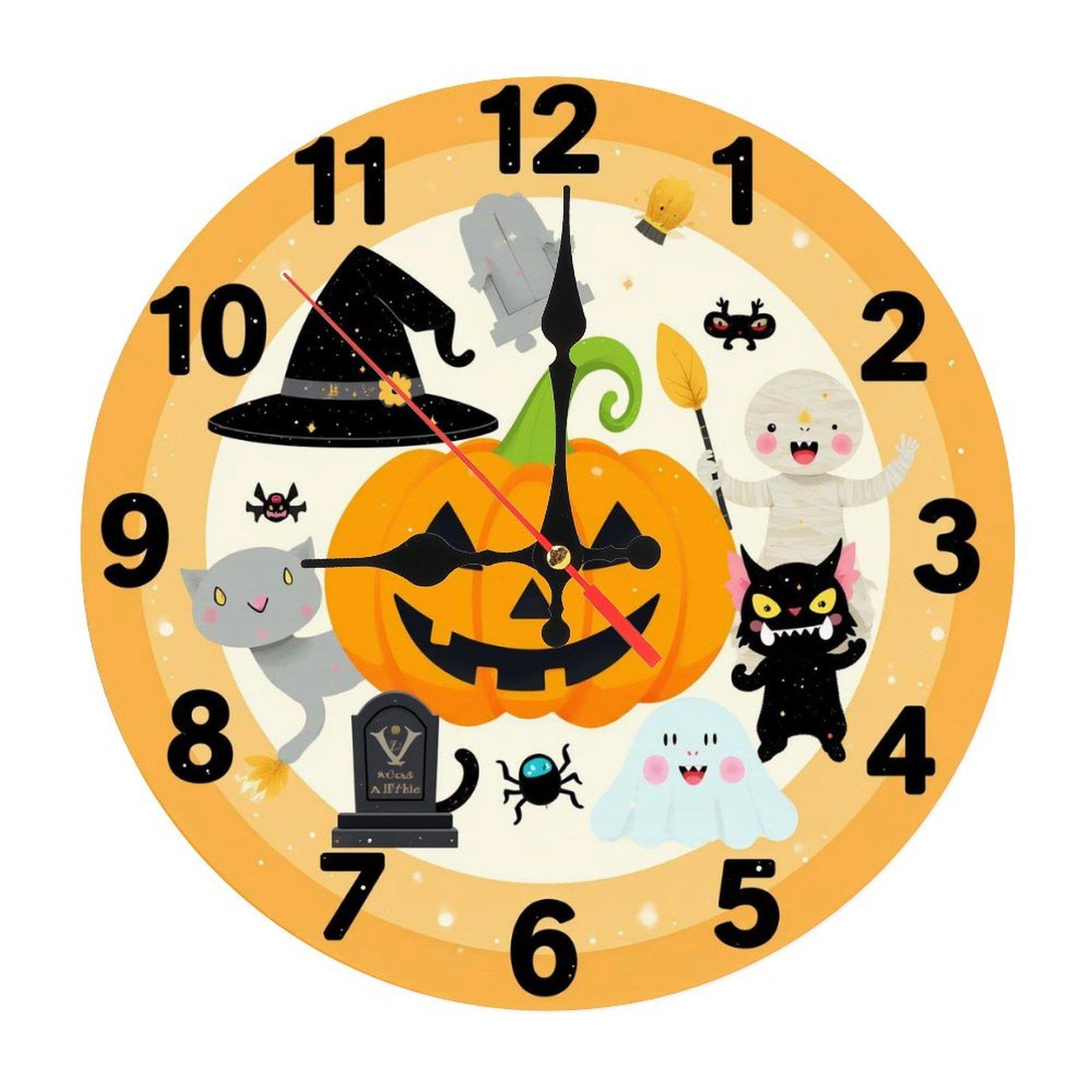 Custom Pattern Wall Clock, Custom Logo, Halloween style design, Artistic Home Decor, 10-Inch Silent Wooden Wall Clock (Chocolate,10 inch(25.40cm))