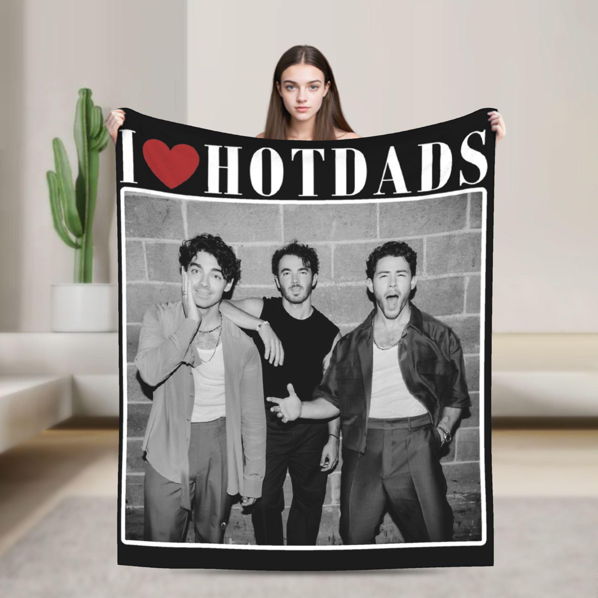 I Love Hot Dads Jonas Brothers Soft Blankets  Children Plush Throw Blanket Funny Couch Chair Flannel Bedspread Sofa Bed Cover 30x40in