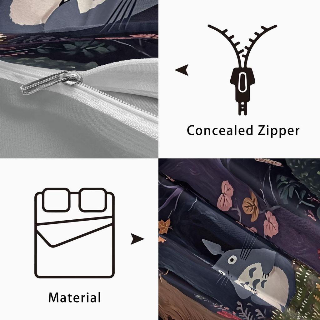 Three-Piece Totoro Series Down Duvet Cover Set with Digital Printing