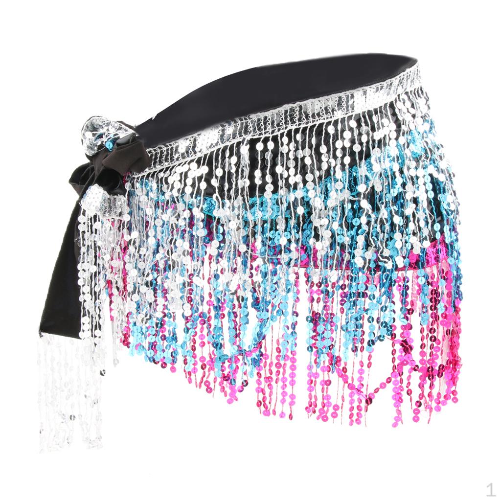 

Belly Dance Costume Skirt Cloth Belt Hip Scarf Sequins Tassel Dancing Halloween Carnival срібний