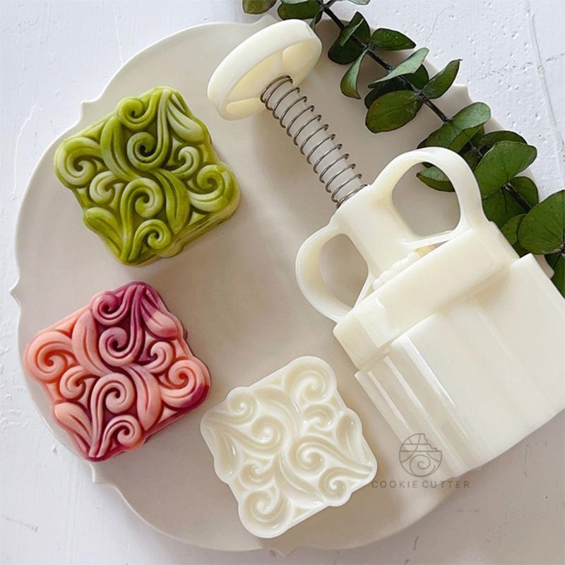 Square Vine Pattern Mooncake Press Mold Cookie Stamps Chinese MidAutumn Moon Cake Makers Decoration Tool for DIY Cookie