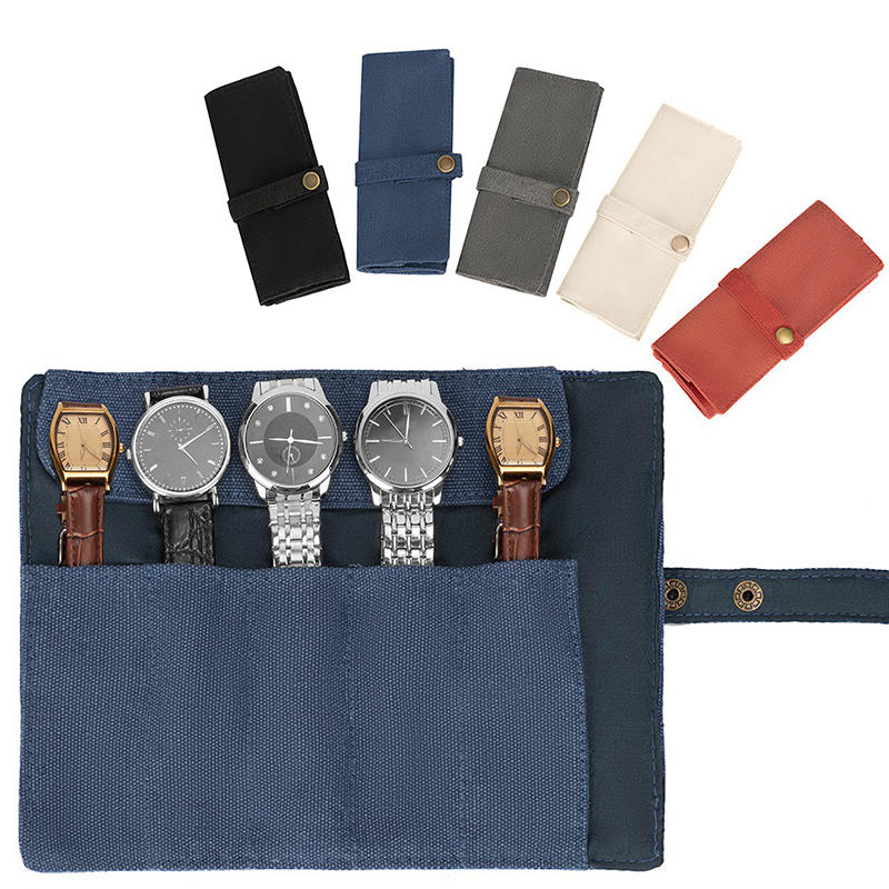 Portable Women Men Roll-Up Watch Band Storage Case Pouch Lightweight Travel Watch Roll Organizer