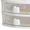 2 Tier Cute Plastic Drawer Organizer with Rabbit Handle Stackable White Plastic Desk Storage Box