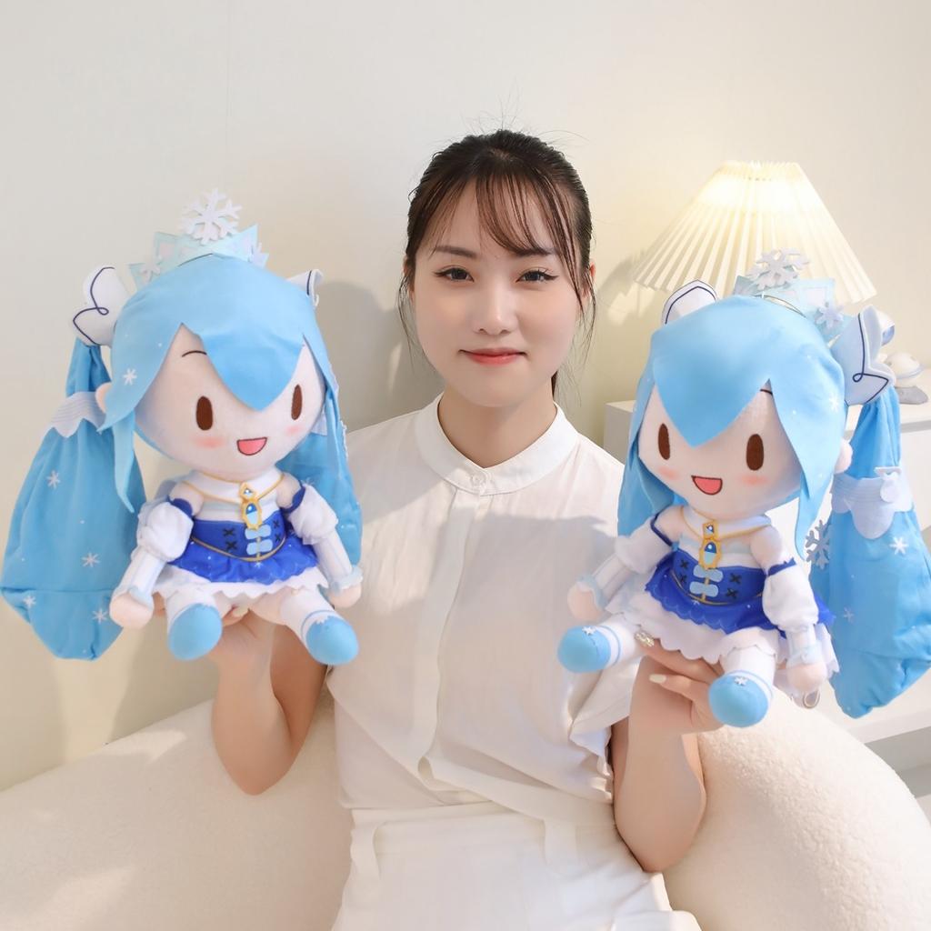 Snow Princess Dress Hatsune Miku Snowflake Crown Plush Toy Limit Plushies Japanese Style Cute Girl Collect Plushies Gift