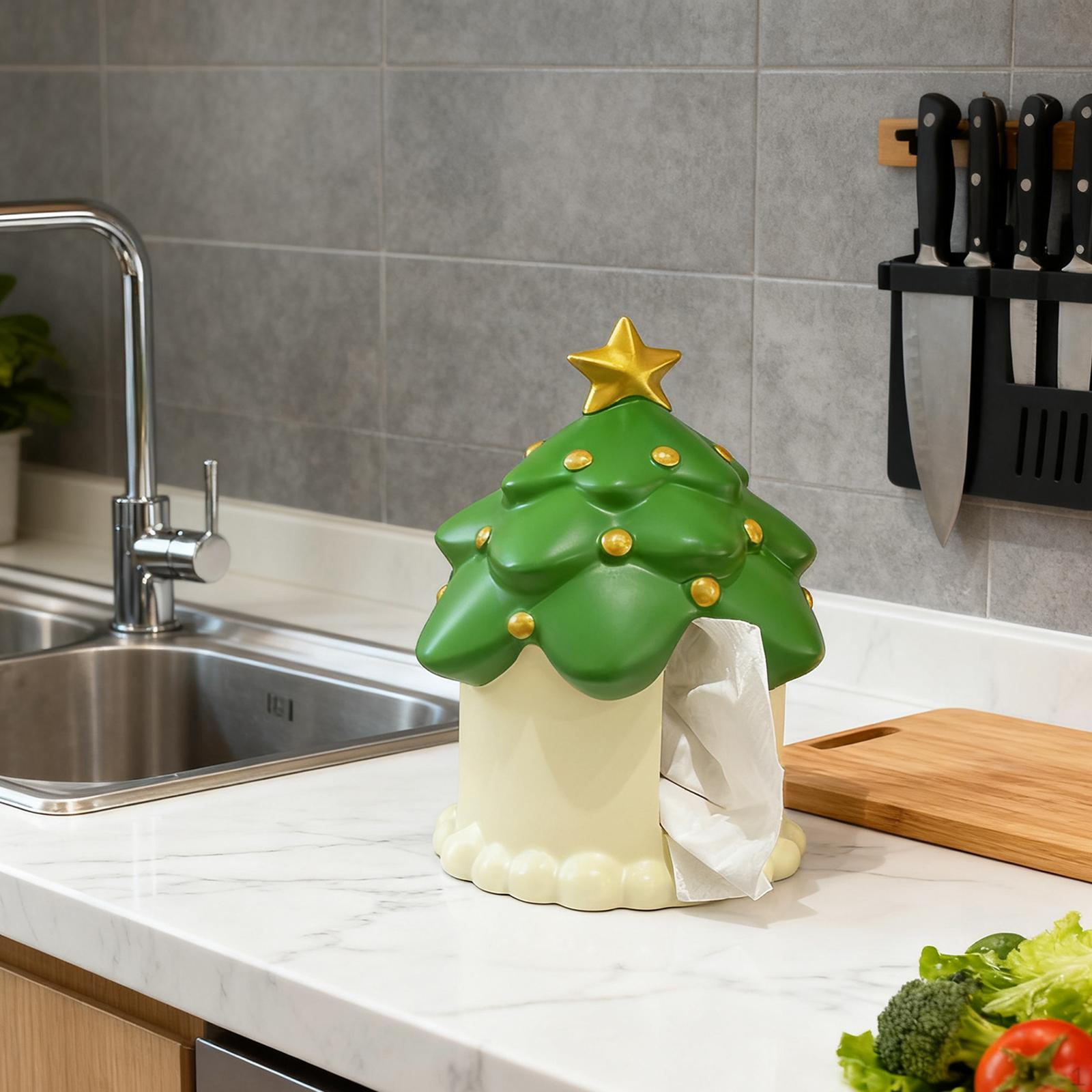 

Tissue Box Cover Christmas Decoration Cute Napkin Holder Case Dispenser for Bathroom Vanity зелёный