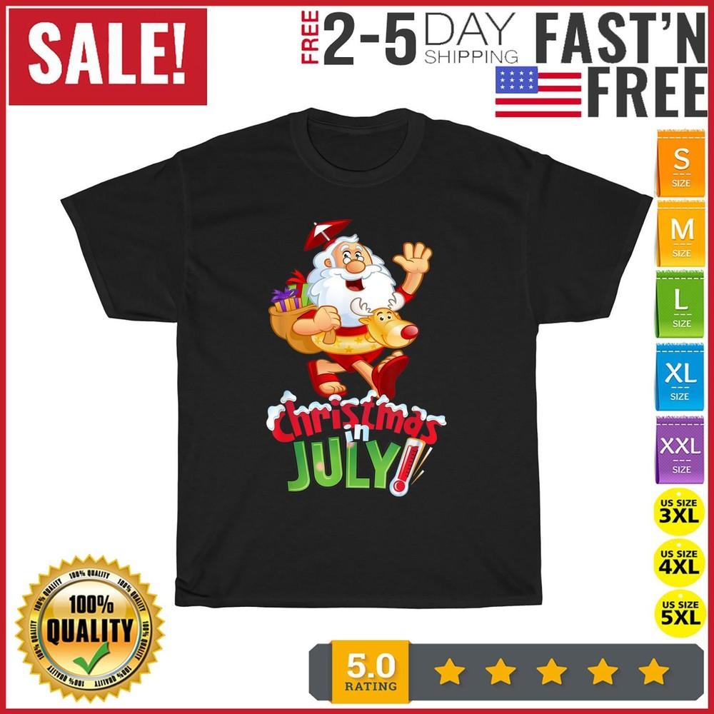 Funny Christmas In July Shirt Summer Reindeer Float Xmas T Shirt Men Women NEW