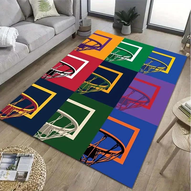 Basketball Hoop Art Pattern Area Rug Sports Carpet for Living Room Bedroom Game Room Non-Slip Floor Mat Home Decor Gift