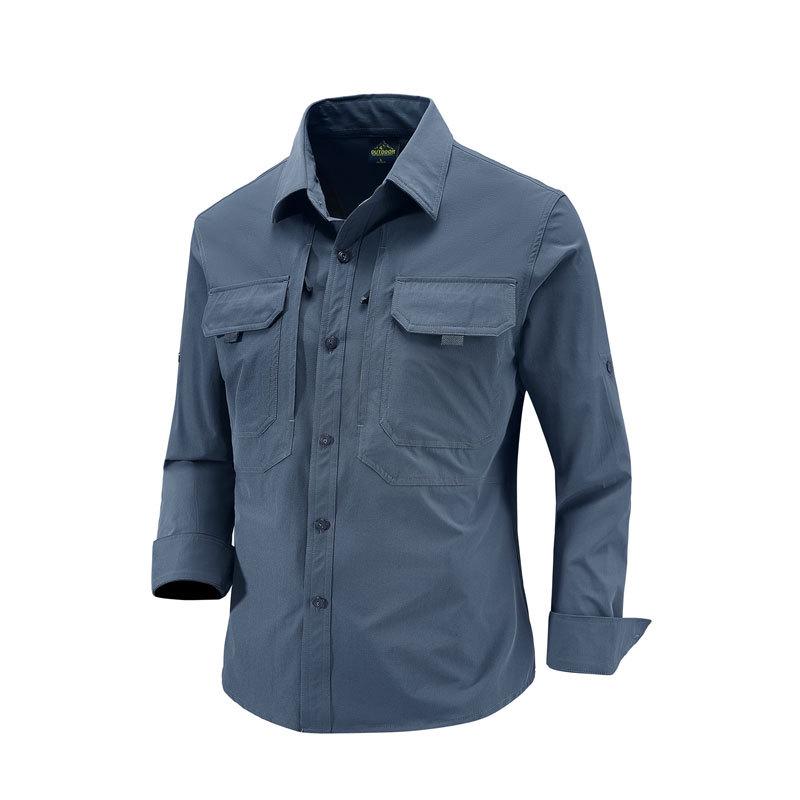 Herren Schnelltrocknendes Stretch Langarm Outdoor Arbeitshemd 2T319