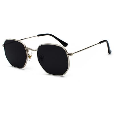 UV400 Metal Frame Glasses Eyewear Polygon Mirrored Lens Small Square Sunglasses Sun Glasses Sunglasses for Men and Women